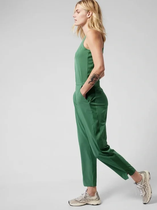 Athleta Brooklyn Jumpsuit in Vineyard Green Size 8 - Picture 3 of 11